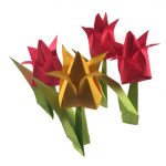 Bunch of traditional origami tulips