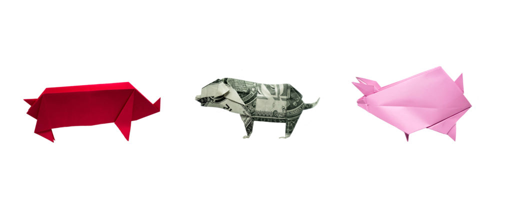 Three Origami Pigs