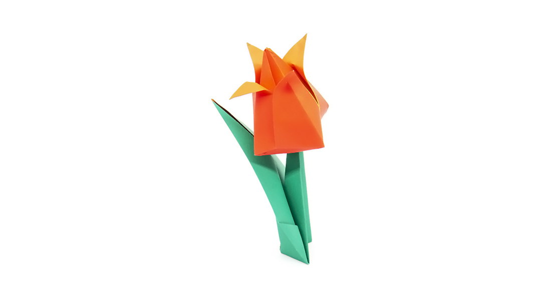 orange traditional origami tulip