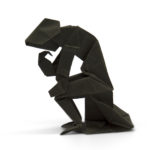 origami model of Rodin's the thinker
