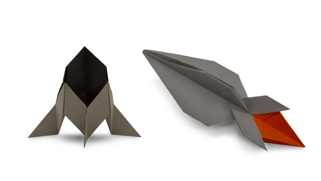 two origami rockets