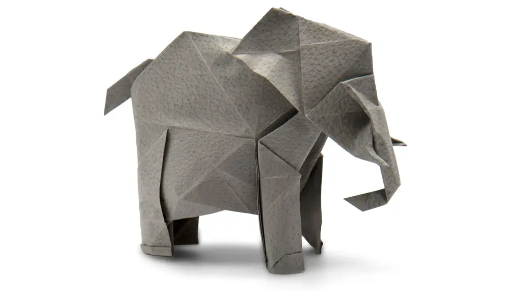 origami asian elephant designed by red paper from the book Pure Origami