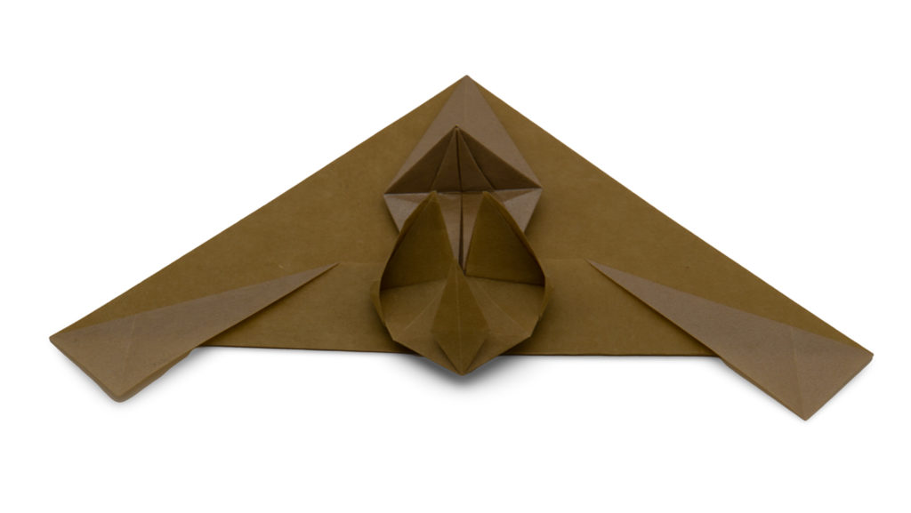 origami flapping bat designed by red paper from the pure origami book