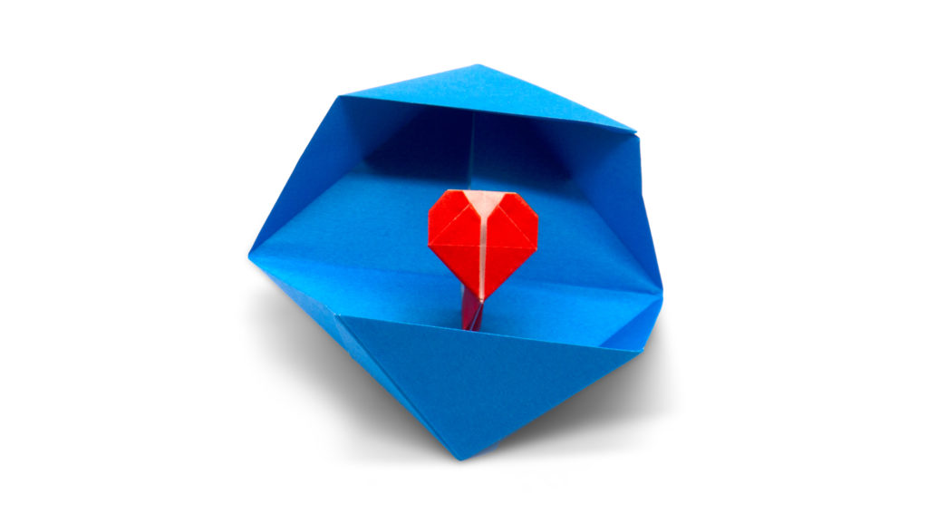 origami heart box designed by red paper in the book pure origami