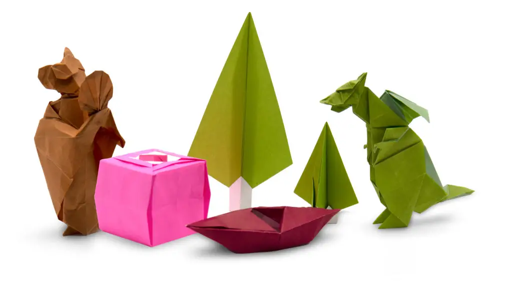 some of the origami models taught during OrigamiUSA's Foldfest 2021 