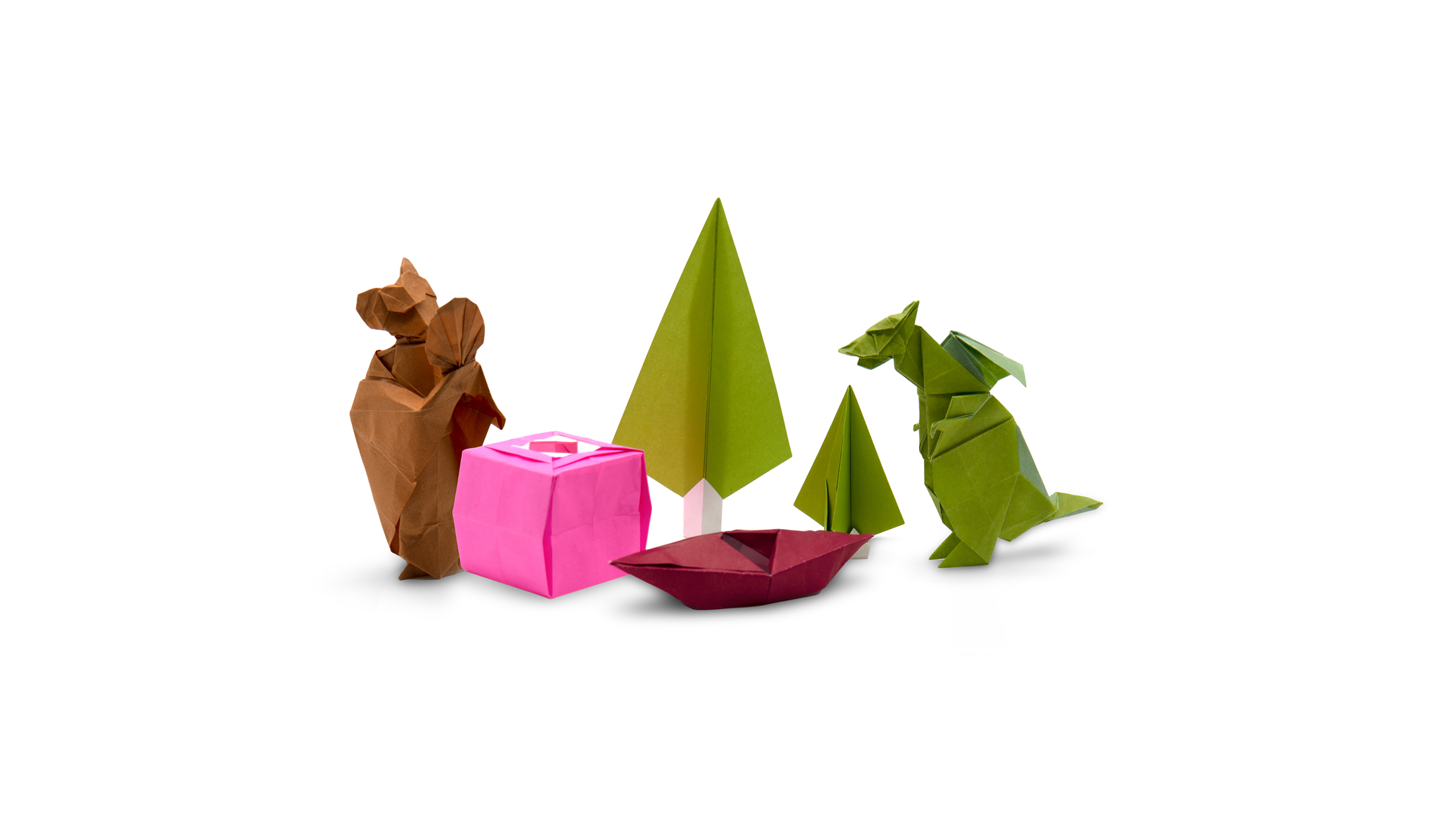 some of the origami models taught at Foldfest 2021 by OrigamiUSA