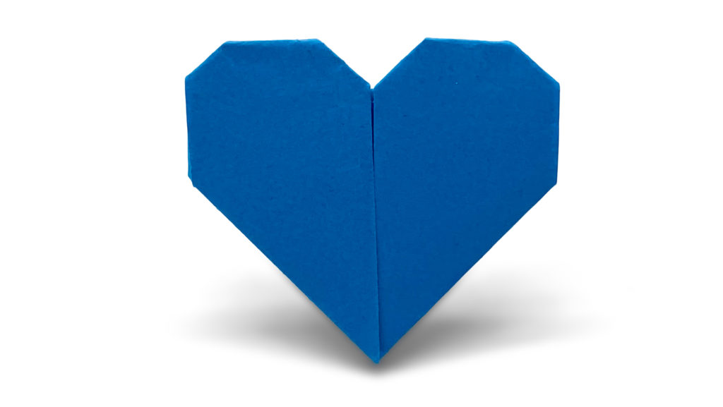 blue traditional origami heart