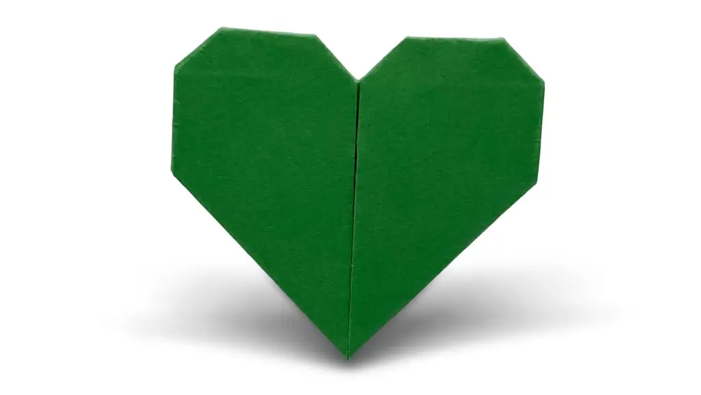 green origami heart for beginners