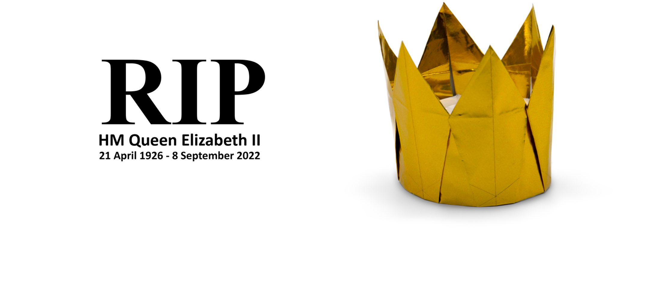 6-pointed crown and RIP text for HM Queen Eizabeth II