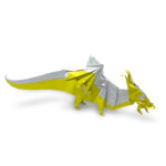 white and yellow little dragon origami model from Folding Fantasy book